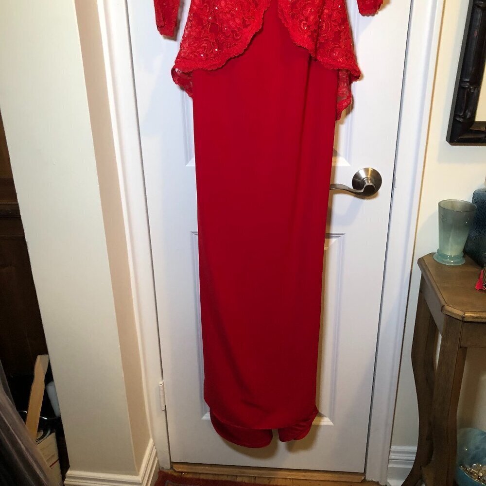Ideas by Barbara Red Long Gown/Dress 5825-14 Size Small - Picture 2 of 12